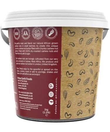 Prime Earth - Crunchy Cashew Nut Butter - 1kg - Zero Emulsifier Oil Salt or Sugar - Made With 100% Cashew Nuts - Vegan Keto & Paleo Friendly - Produced in Small Batches - Made in the UK - Buy Online on SooperMarket.com