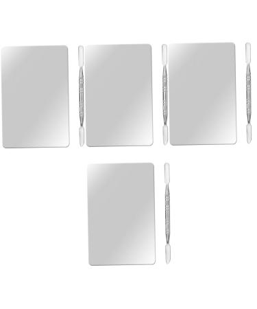 Balacoo 4 Sets Makeup Palette Spatula for Makeup Blending Plate Makeup Nail Palette Makeup Makeup Artist Must Haves Tools Eyelash Tools Nail Clippers Stainless Steel Scar