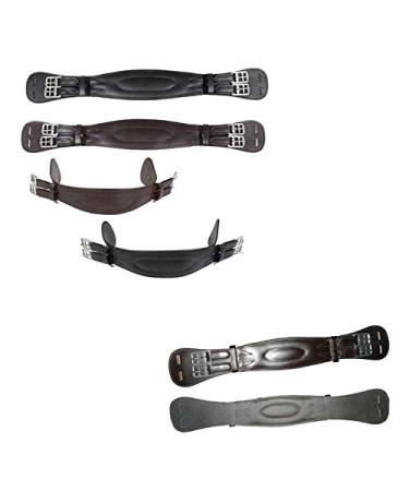 Equitack Padded Leather Short Dressage Girth With Roller Buckles Brown 20'' 20" Brown