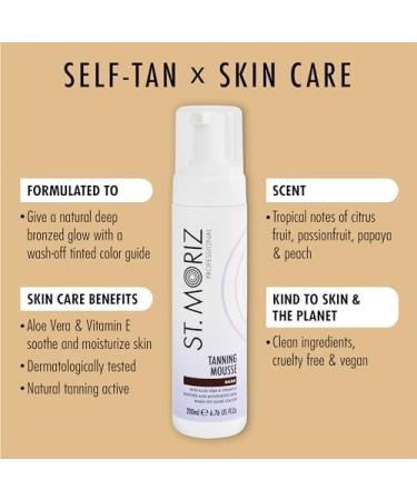 St Moriz Professional Extra Large Instant Tanning Mousse in Dark | Fast Drying Vegan Fake Tan | With Aloe Vera & Vitamin E | With Guide Colour For Streak Free Deep Bronzed Glow | Cruelty Free | 300ml - Buy Online on SooperMarket.com