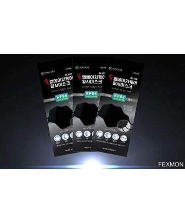 Buy (Pack of 6) Korea Black KF94 Face Masks - Unisex 4-Layer Filters Breathable Adjustable Strap for Dust Protection - Made in Korea - Buy Online on SooperMarket.com
