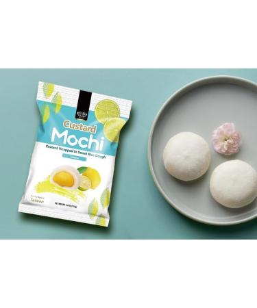 Royal Family Japanese style Custard Mochi Sweet Rice Cake Dessert Snacks - Lemon Flavour 110g HALAL - Buy Online on SooperMarket.com