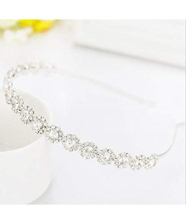 AMMEI HEADPIECE Bridal Headpiece Wedding Headband with Crystal and Hair Accessories(Silver)
