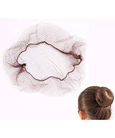 60 Pack Brown Invisible Elastic Edge Hair Nets length 20 Inches with 1/4 Inches Opening Lightweight Dancing Hairnets One Size Fits All for Women Girls