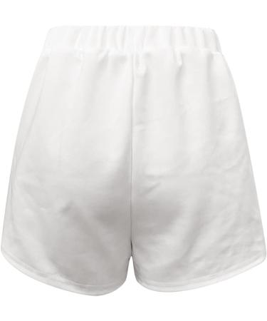 Buy Ronony Women's Striped Sweat Shorts | Breathable High Waist Activewear Trousers for Yoga & Fitness | Soft Stretch Short Pants - M 001#White - Buy Online on SooperMarket.com