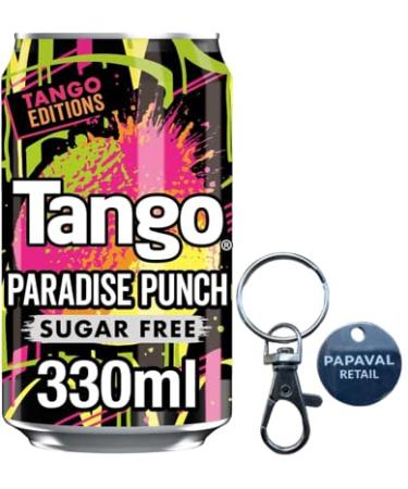 Tango Soft Drink Pack of 330ml with Key Ring (24x330ml Paradise Punch Sugar free) Paradise Punch Sugar free 24x330ml