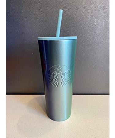 Starbucks Stainless Steel 24-Ounce Double Walled Cold Cup Tumbler Lid 2020 Baby Blue Silver