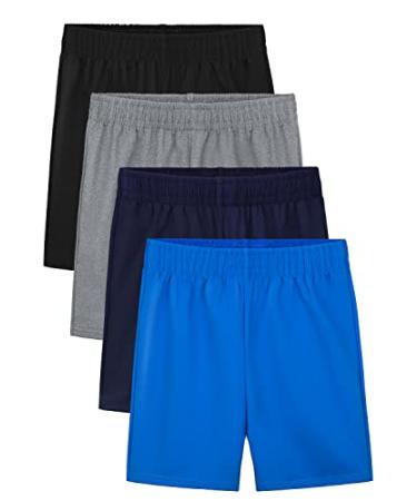 Resinta 4 Pack Toddler Boys Basketball Shorts Summer Boys and Toddlers' Sports Shorts Little Boys Pull On Performance Shorts 4T Black Light Gray Royal Blue Navy Blue