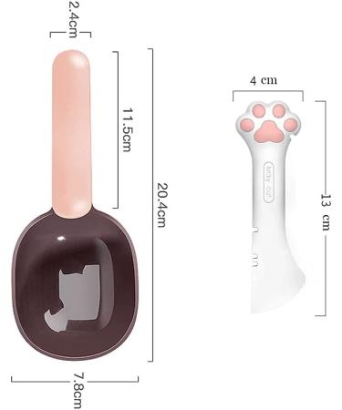 Lanyihome 2 in 1 Small Silicone Pet Food Spoon and Plastic Scoop for Dogs, Cats, Birds - White/Pink - Buy Online on SooperMarket.com