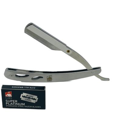 G.B.S Men Professional Shavette Barber Shaving Razor Safety Locking and 20 Single Edge Lord Blades Compliments and Wet Shaving Kit Black Silver