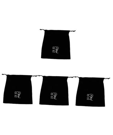 HAPINARY 4 Pcs Hair Dryer Storage Bag Hair Dryer Travel Case Hotel Hair Dryer Hair Tools Bag Black Flannel
