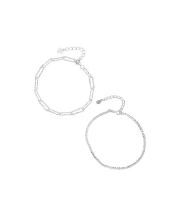 TENDYCOCO Crystal Bracelet 2pcs Silver Bracelet Statement Braided Bracelets Durable Hand Jewelry Woven Bracelets Jewelry Bracelets for Women Bracelet for Women Shiny Bracelet Miss Wristband