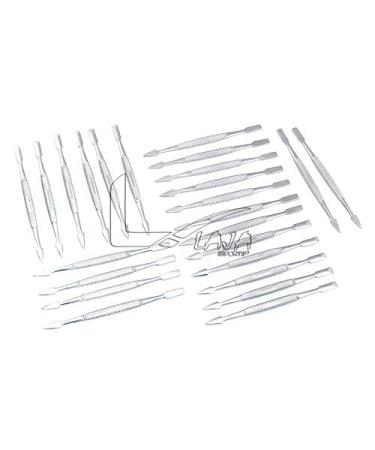 LAJA IMPORTS SET OF 24 PROFESSIONAL NAIL CUTICLE PUSHER STAINLESS STEEL FOR MANICURE AND PEDICURE