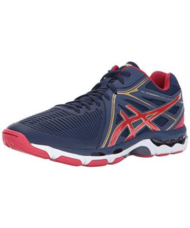 ASICS Men's Gel-Netburner Ballistic Mid Top Volleyball Shoes 6.5 Indigo Blue/Prime Red/Rich Gold