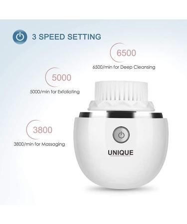 Vibrating Facial Cleansing Brush - 3-in-1 Electric Exfoliating Massager for Deep Cleaning | Waterproof & Rechargeable - White - Buy Online on SooperMarket.com