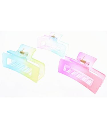 Zac's Alter Ego Set of 6 Large 8.5cm Assorted Translucent Two Tone Pastel Matte Finish Rectangular Clamps - Buy Online on SooperMarket.com