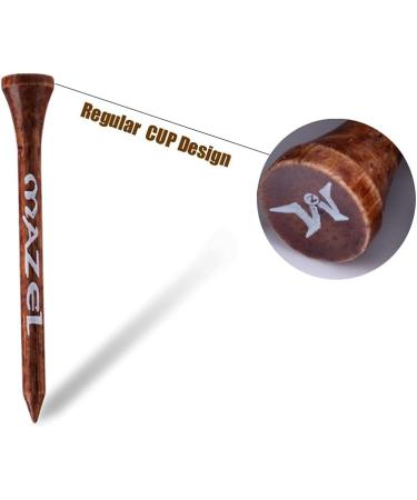 MAZEL Natural Wood/Bamboo Golf Tees 2 3/4 & 3 1/4 - Pack of 50 or 120 | Reduce Friction, Side Spin | Durable & Stable | Black & Brown - Buy Online on SooperMarket.com