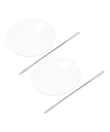 2 Sets Makeup Palette Tools Acrylic Cosmetic Palette Makeup Spatula Makeup Blending Palette Makeup Mixing Tray for Foundation Makeup Mixing Palette Pigment Mixing Tool Metal Manual