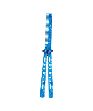 Butterfly Training Comb Comb Trainer Stainless Steel Unsharpened Slice Butterfly Training Comb for Beginner Practice Swords Training Tool Dark Blue