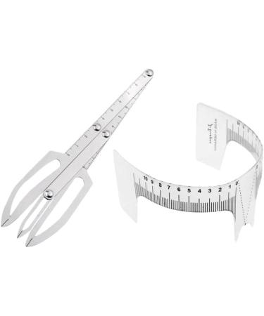 Tiuimk Stainless Steel Eyebrow Caliper Set with Removable Ruler Arm - Silver + Eyebrow Stencils - Microblading Tool for Precise and Easy Tracing - Perfect for Makeup Artists and Beginners - Buy Online on SooperMarket.com