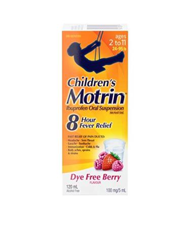 Motrin Children's Liquid Pain Relief Reduces Fever for up to 8 hours Ibuprofen Berry Flavour Dye Free 120ml