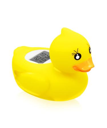 Baby Bath Tub Water Thermometer - (Upgraded Version) Digital Water Temperature Thermometer & Room Thermometer, Duck Floating Toy for Infant Toddler Bathtub Pool with Temperature Warning
