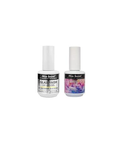 Mia Secret Blooming Gel UV LED Gel (BMG-38) & Mia Secret Glass Finish UV-LED Gel 1/2 oz (FG-6S)