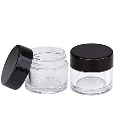 Beauticom 7 Gram / 7 ML Thick Wall Round Leak Proof Clear Acrylic Jars for Beauty Cream Cosmetics Salves Scrubs (72 Pieces Bottom Clear Base + 72 Pieces Lids Black)