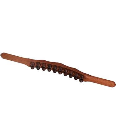Ergonomic Two-Row Trigger Point Massager with 20 Beads - Portable Wood Gua Sha Stick for Neck Shoulders Arms & Legs | Carbonized Beech - Buy Online on SooperMarket.com