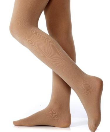 Danskin Girls' Compression Microfiber Footed Tight Little Girls (2-6X) 6X-7X Light Toast
