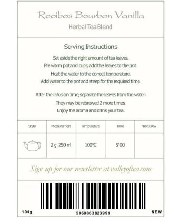 Organic Rooibos Bourbon Vanilla Tea - 100g Red Bush from South Africa - Buy Online on SooperMarket.com
