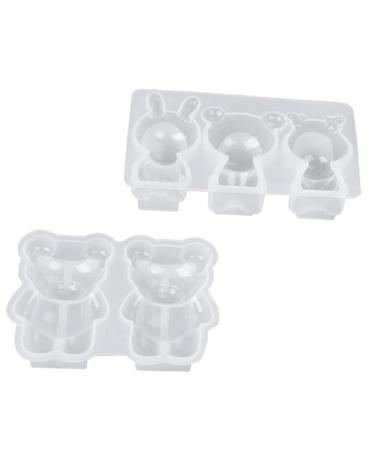 MAGICLULU Silicone Animals 2pcs Coaster Bear Mold Dessert Cake Adorable Pendants Crystal Baking Resin Earring DIY Cartoon Doll 11.5X6.3X2.4CM White