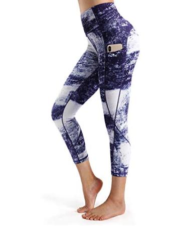 STYLEWORD Womens Yoga Pants with Pockets High Waist Workout Leggings Running Pants (Sapphire capris-097H 20inch,S)