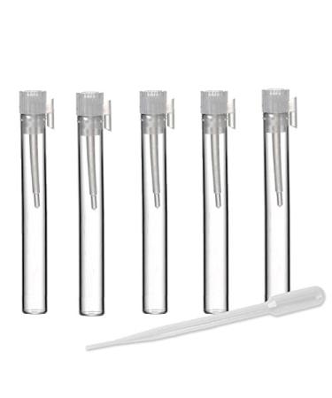 Grand Parfums Long 1.5ml Large Empty Glass Perfume/Cologne Sample Vials 1/4 Dram 1/32 oz Bulk Lot (Set of 10)