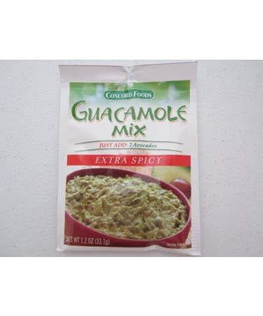 Concord Foods Extra Spicy Guacamole Mix, 1.2-ounce Pouches (Value Pack of 6 Pouches) 1.2 Ounce (Pack of 6)