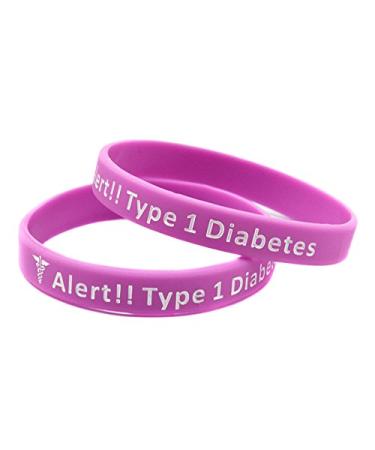 Type 1 Diabetes Diabetic Bracelet Insulin Dependent Medical Alert (Pink)