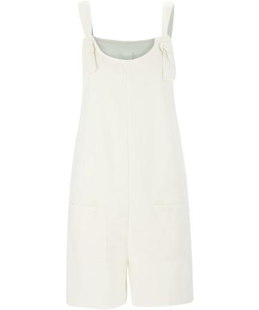 WILLBEST Women's Low Cut Sleeveless Jumpsuits Bohemian Off The Shoulder Straps Bib Long Pants Rompers Overalls with Pockets 2948-oyvsw-white-d 5XL - Buy Online on SooperMarket.com