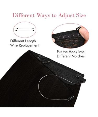 REECHO Invisible Wire Hair Extensions 20 Inch - Grey/Brown/Silver/White Mixed (Pack of 1) | Curly Wavy Secret Hairpiece with Adjustable Transparent Headband and Secure Clips for Women - Buy Online on SooperMarket.com
