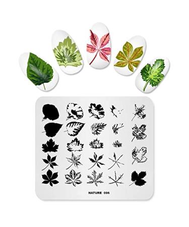 Alexnailart Nail Art Stamping Plate Template Image Plate Nail Art Tools Natural Leaves DIY Stencil Tools (NA006)