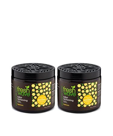 Fresh Wave Lemon Odor Removing Gel, 15 oz. | Pack of 2 | Safer Odor Absorbers for Home | Natural Plant-Based Odor Eliminator | Every 15 oz. lasts 30-60 Days | For Cooking, Trash & Pets Lemon 2 Pack