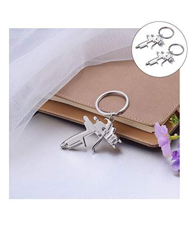 Acxico 2 pcs Spray Paint Gun Silver Metal KEY CHAIN Ring Pendant KEYCHAIN Accessories
