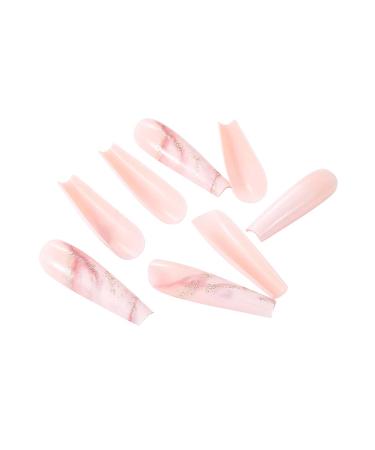Brishow Long Ballerina Press On Nails - 24 Pink Gradient Acrylics with Gold Foils for Women & Girls - Buy Online on SooperMarket.com