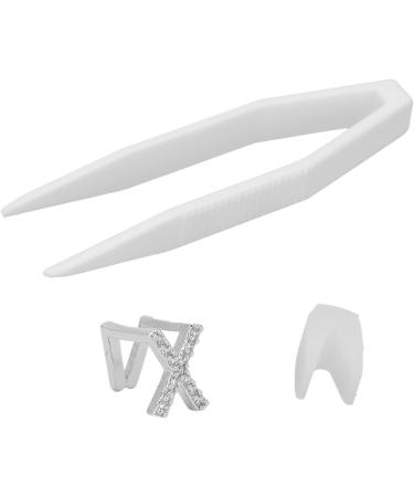 Plated English Letter X Teeth Brace Metal Fashionable Teeth Decoration Jewelry for Party (Silver Color) - Buy Online on SooperMarket.com