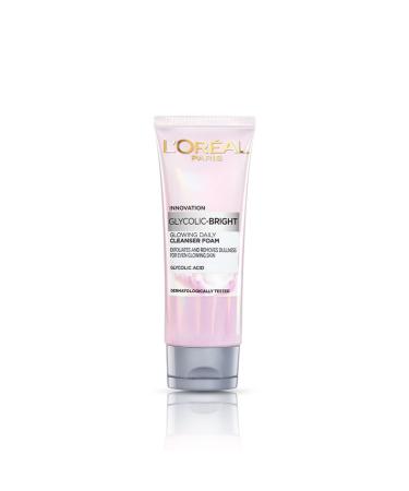 L'Oreal Paris Glycolic Bright Daily Foaming Facial Cleanser 50ml |Daily Glowing Face Wash for Dull Skin