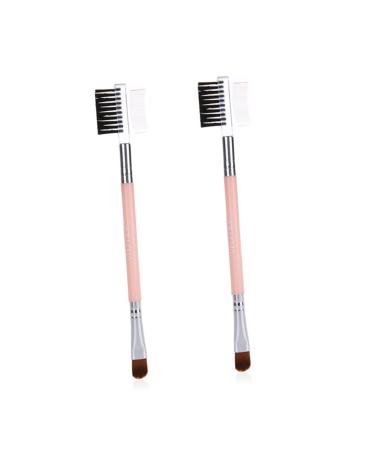 1 Eyebrow Comb Brush Duo Eyebrow Brush Eyelash Brush Professional Cosmetics Brush Concealer Brushes Eye Shadow Brush Double Ended Brow Brush Extend Portable Miss Pink