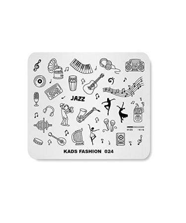 Alexnailart Nail Stamping Printing Plate Template Image Plate Stamper Scraper Music notes Musical instrument Dancer Jazz Pattern Nail Art Decoration DIY Print Manicure Design FA024