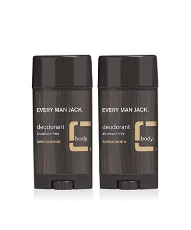 Every Man Jack Mens Sandalwood Deodorant - Stay Fresh Safely with Aluminum Free Mens Deodorant - Odor Crushing Long Lasting Plant-Based and No Harmful Chemicals - Twin Pack