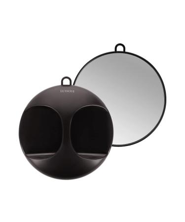 T4B LUSSONI Black Wide Practical and Professional Hairdressing Hand Mirror 29 cm for Salons Barbers Beauticians for Men and Women