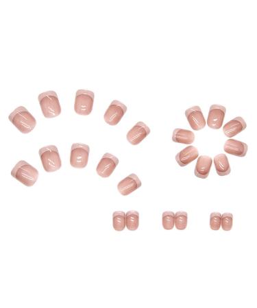 French Square Press on Fake Nails - 24Pcs Pink Gradient Full Cover Short Acrylic False Nails for Women and Girls - Buy Online on SooperMarket.com