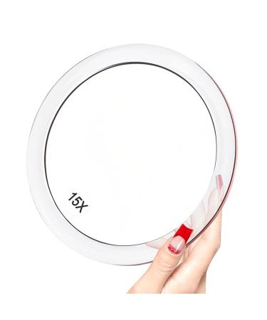 YoHumk 15X Magnifying Mirror - Used for Makeup Application - Tweezing/Eyebrow - and Blackhead/Blemish Removal - 6 Inch Round Mirror with 3 Suction Cups for Easy Mounting